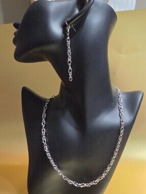 paparazzi Silver-Tone Linked Chain Necklace and Drop Earrings Set